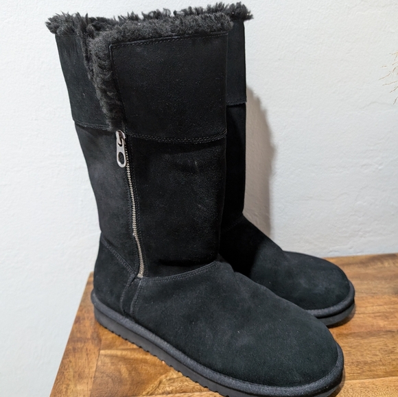Koolaburra By UGG Aribel Tall 1114831 Womens Black Round Toe Zip Boots Sz 10 - Picture 3 of 9